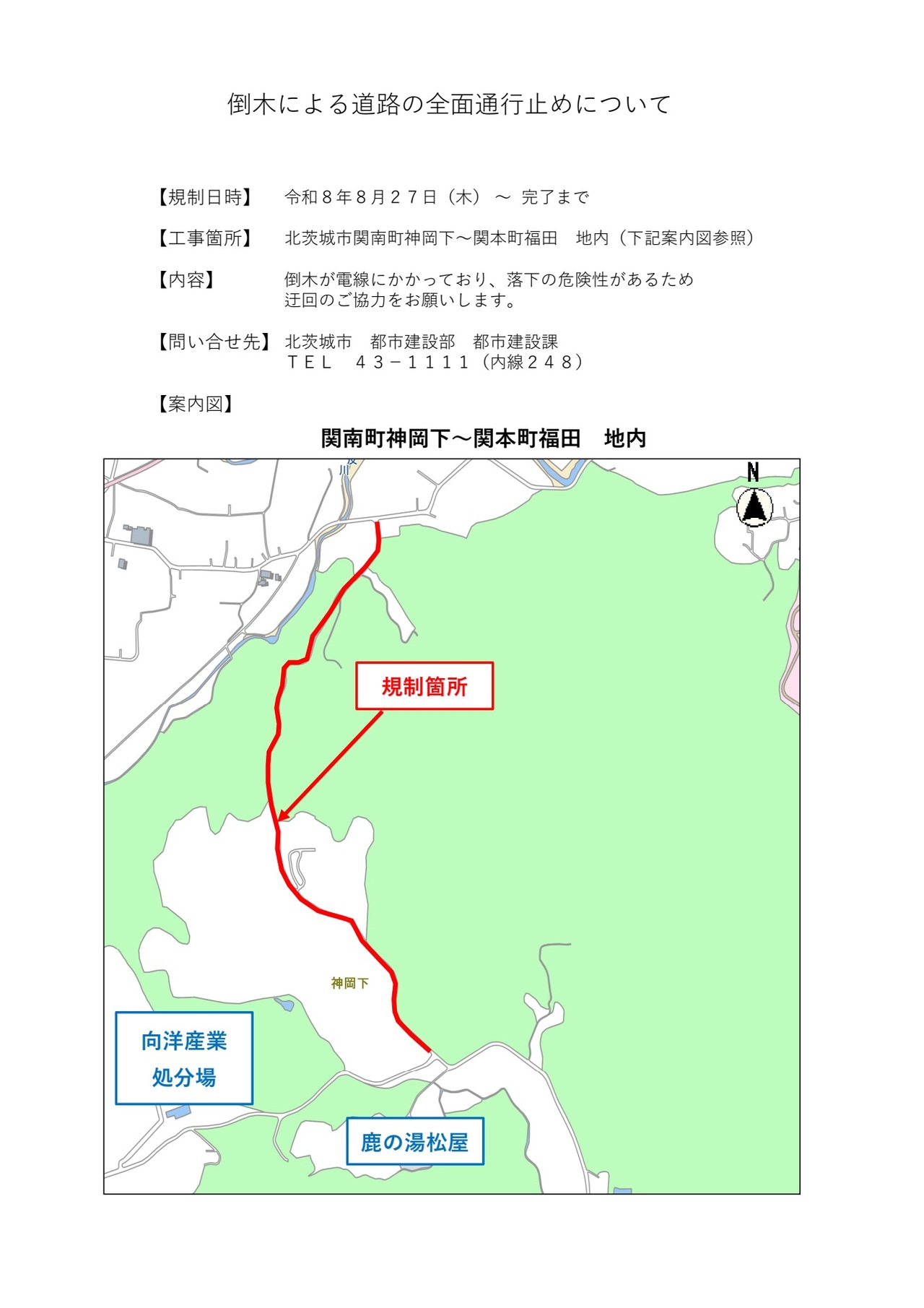 倒木　通行止め